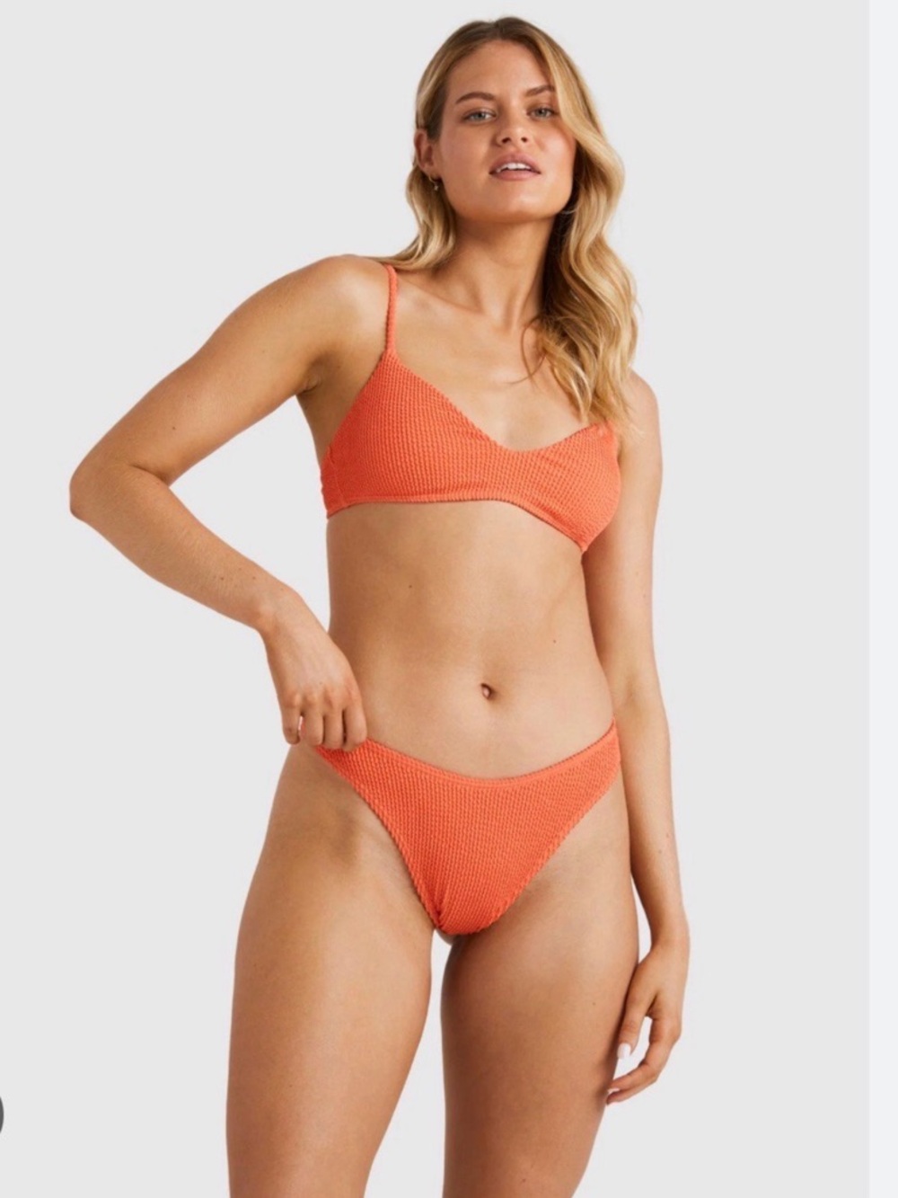 Billabong Textured Coral-Orange Bikini Set
